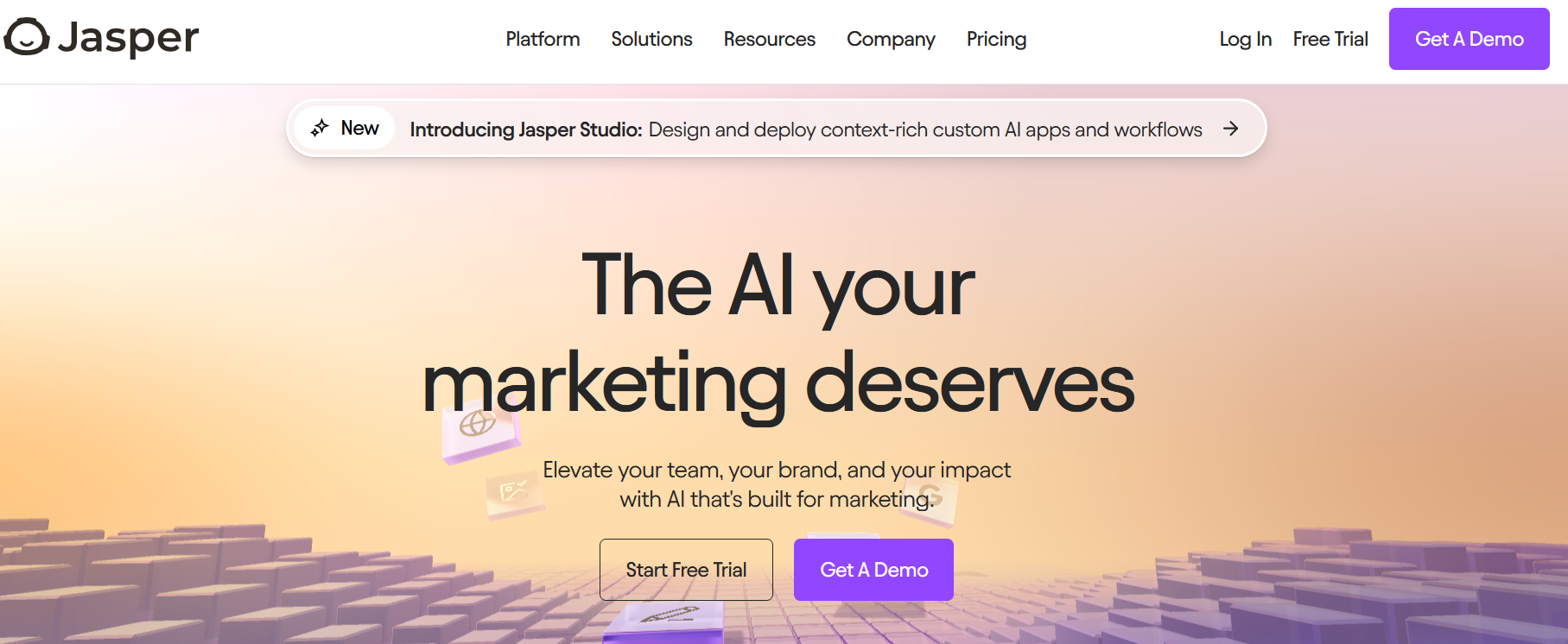 Screenshot der Homepage von Jasper AI Bild: Screenshot der Homepage von Jasper AI