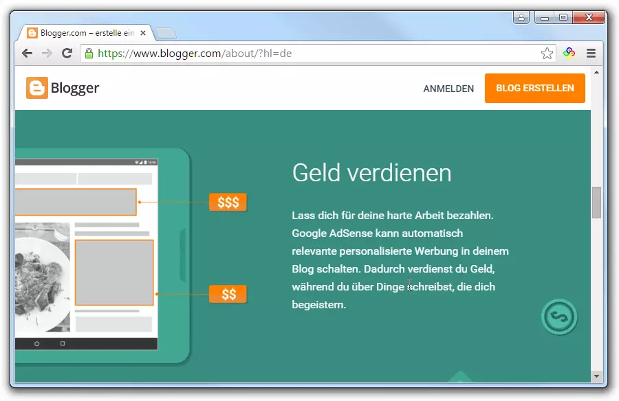 Bild: Blog erstellen und Geld verdienen mit Blogger.com