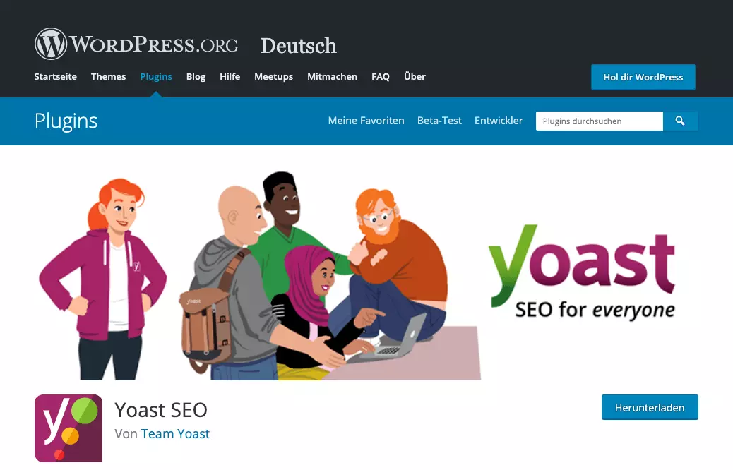 Bild: WordPress-SEO-Plugin Yoast SEO bei WordPress.org