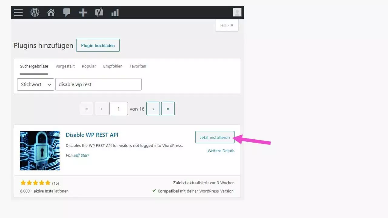 Bild: WordPress REST-API: Datenausgabe unterbinden